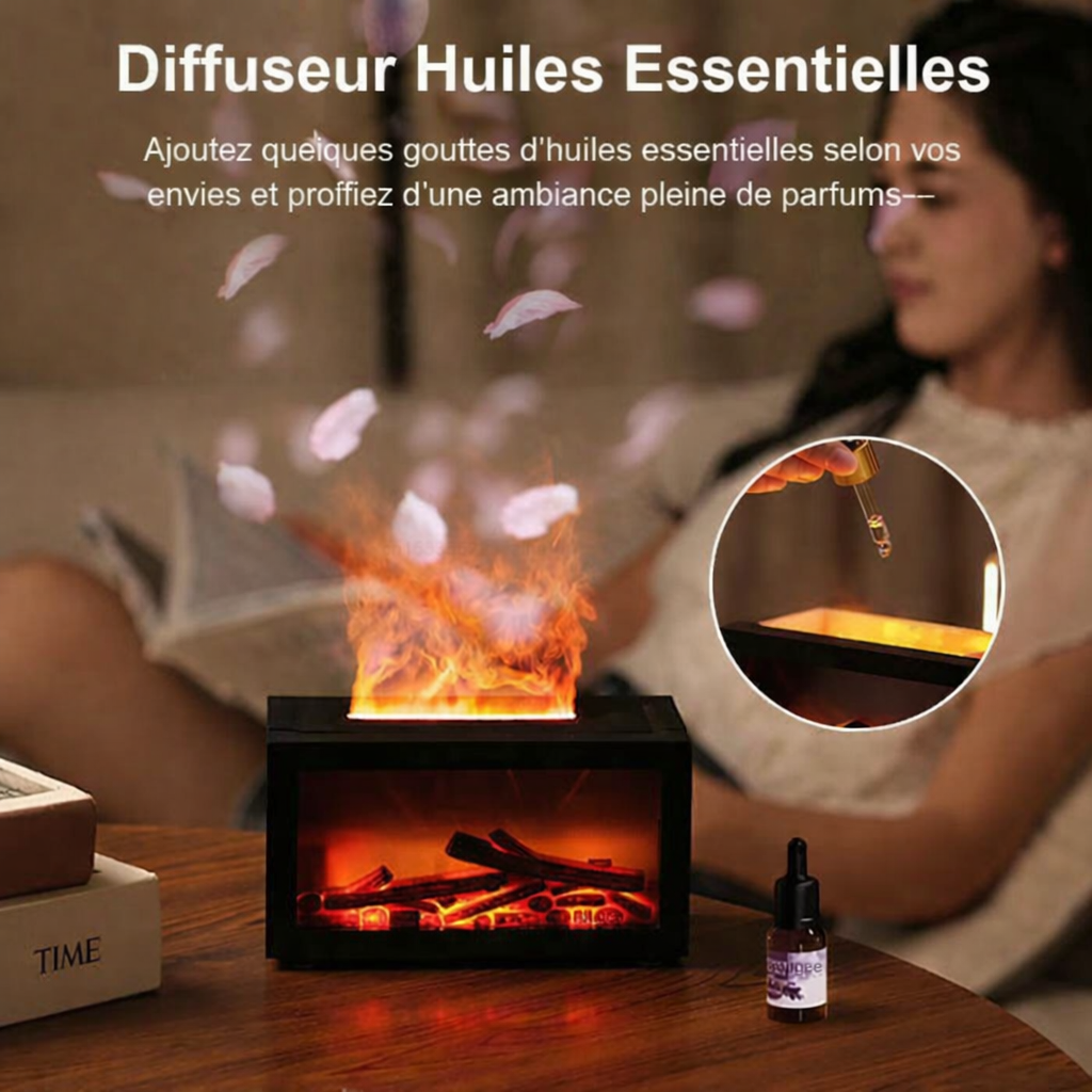 Diffuseur d'Huiles Essentielles Effet cheminée LED